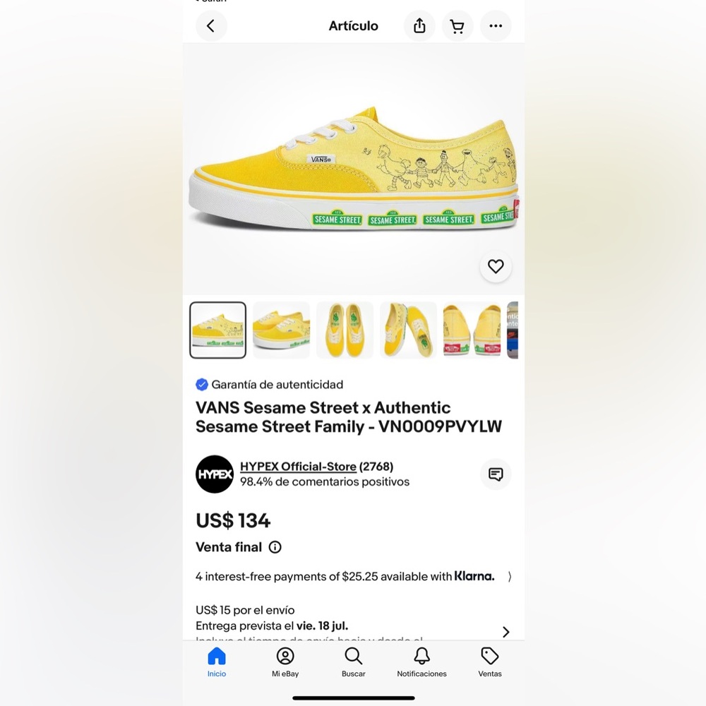 Vans Yellow Sneakers Classic Low-Top Style - Picture 5 of 5